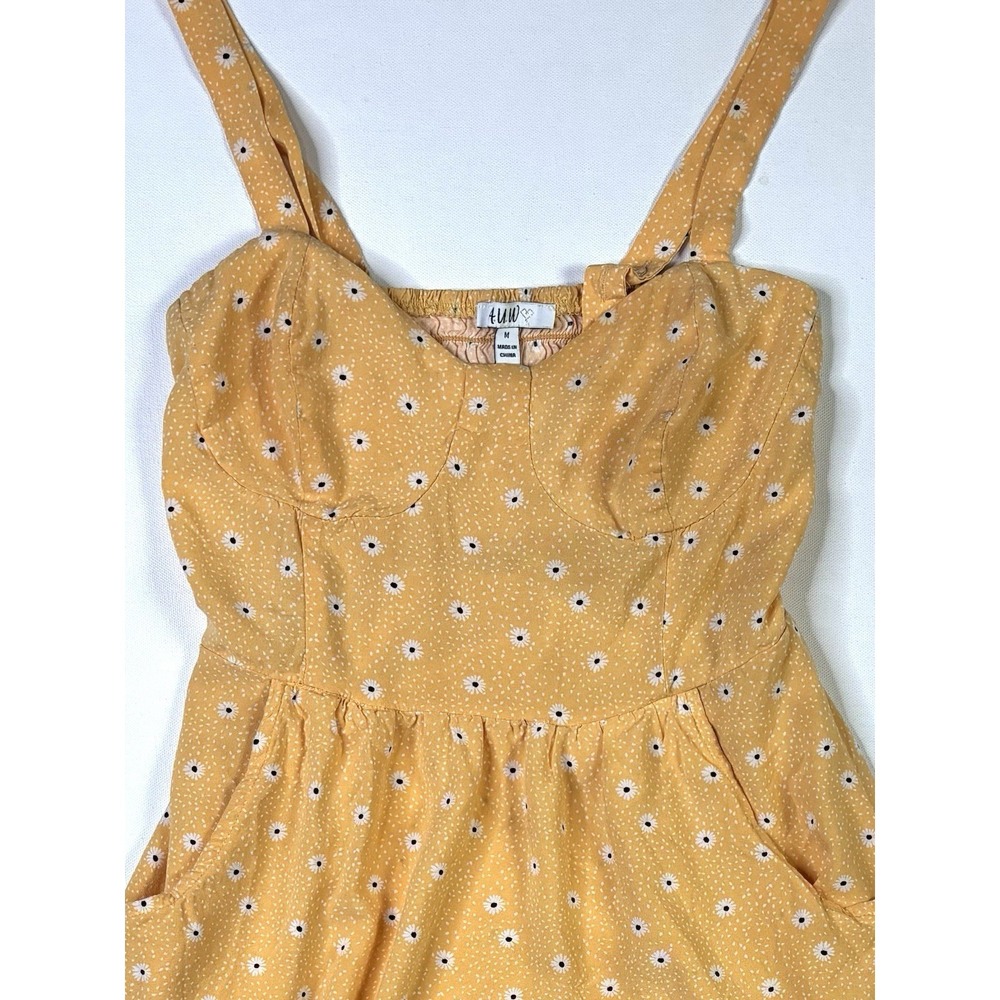 A.U.W Dress Women's Medium Floral Orange Pockets Summer Sleeveless - Picture 9 of 9